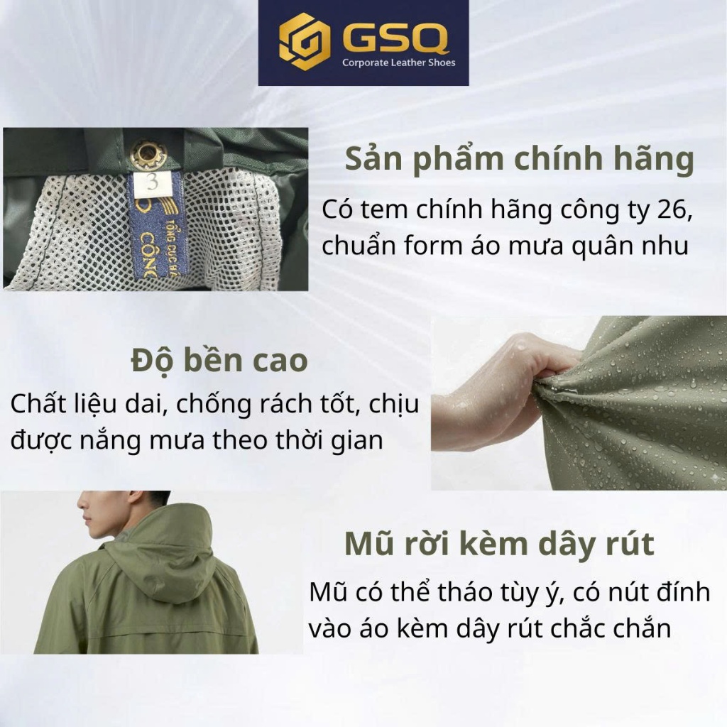 Áo Mưa Bộ Màu Cỏ Úa Chất Liệu Nhựa PU Chống Thấm Với 3 Lớp Khóa Chắc Chắn Bền Đẹp