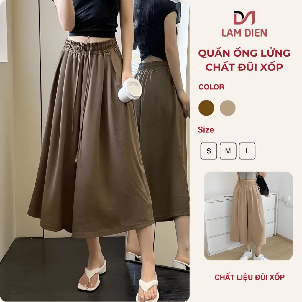 Quần Ống Rộng Nữ, Quần Lửng Nữ Chất Liệu Đũi Xốp Phong Cách Hàn Quốc Cá Tính LQ018