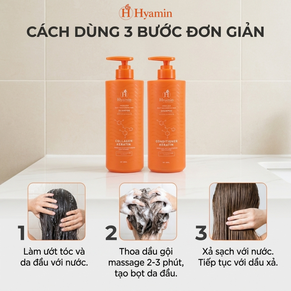 Bộ dầu gội xả Sạch Gàu Hyamin 800ml - Bảo hành khô tóc sau 10 ngày gội, Sạch Gàu Giảm Ngứa, Không khô bết tóc