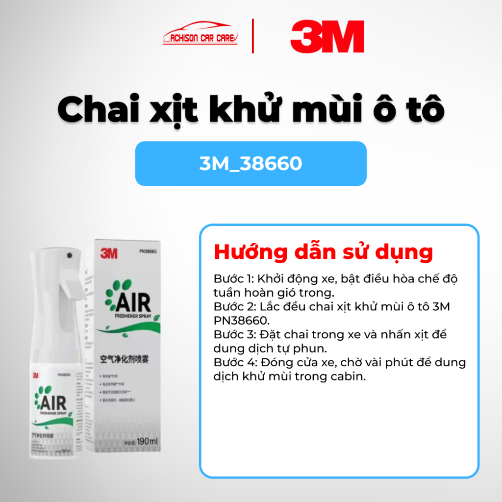 3M PN38660 CHAI XỊT KHỬ MÙI Ô TÔ KHỬ MÙI NHANH MANG LẠI KHÔNG GIAN DỄ CHỊU