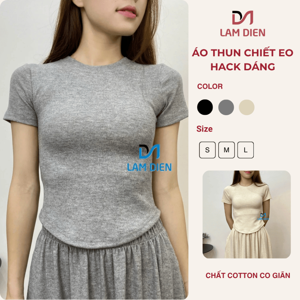Áo Thun Nữ Áo Chiết Eo Hack Dáng Form Ôm Co Giãn Mặc Đẹp Đồ Đi Chơi Thu Đông LA035