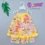 Bộ tole lanh 2 dây bé gái nút hoa viền màu, quần ngắn, dây tăng giảm được 10-42kg - Flower Đồ Bộ Tole