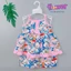 Bộ tole lanh 2 dây bé gái nút hoa viền màu, quần ngắn, dây tăng giảm được 10-42kg - Flower Đồ Bộ Tole