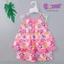 Bộ tole lanh 2 dây bé gái nút hoa viền màu, quần ngắn, dây tăng giảm được 10-42kg - Flower Đồ Bộ Tole