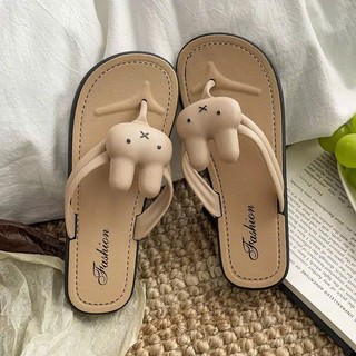 [FORM NHỎ TĂNG 1 SZ] Dép xỏ ngón nữ PVC nhựa dẻo chống trơn trượt hoạ tiết thỏ dễ thương Mã T024