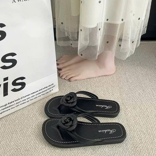 [FORM NHỎ TĂNG 1 SZ] Dép tông nữ, dép xỏ ngón nữ gắn hoa trà nữ tính Mã T034