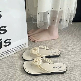 [FORM NHỎ TĂNG 1 SZ] Dép tông nữ, dép xỏ ngón nữ gắn hoa trà nữ tính Mã T034