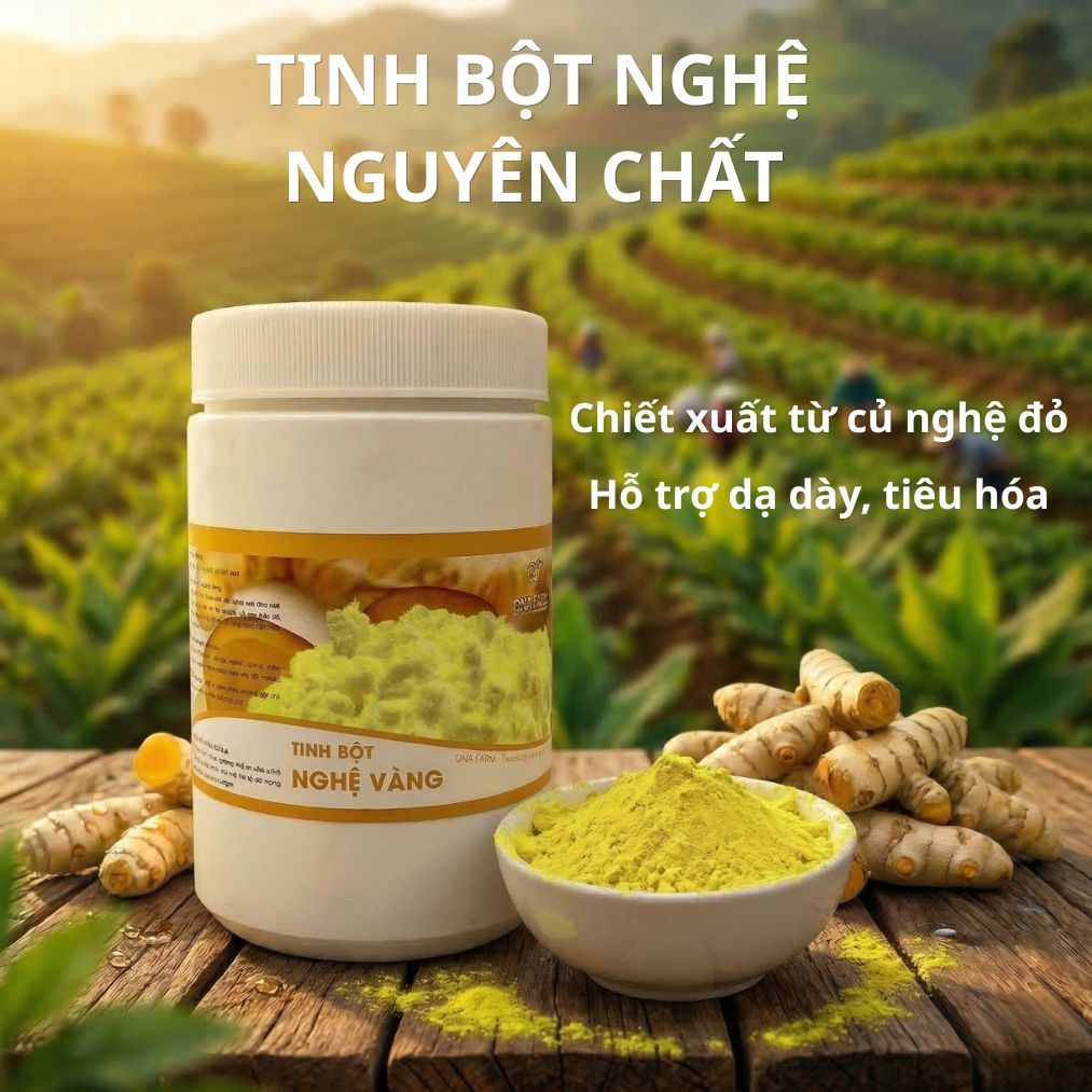 Tinh bột nghệ nguyên chất QNA hũ 500g, hỗ trợ dạ dày, giàu curcumin tốt cho sức khỏe
