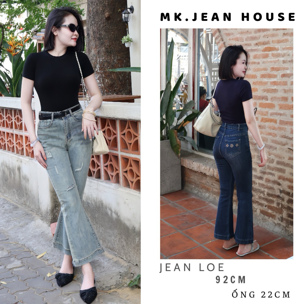 Quần Jean (bò) Ôm Loe Lỡ Thêu Túi ,Tôn Dáng Dài 92cm Đủ size ( S M L ) Vải Co Giãn Mềm Mịn ( L01 - Quần LOE LỠ 7191 )