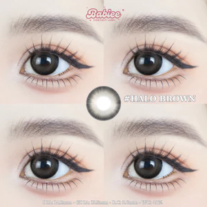 Lens mắt Halo Brown màu nâu đen viền đậm - size vừa, thương hiệu Babiee, hsd 12 tháng