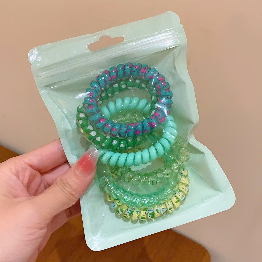 Set 6 Dây Cột Tóc Lò Xo Nhiều Màu – Thun Buộc Tóc Xoắn Ốc Phụ Kiện Tóc Cho Nữ