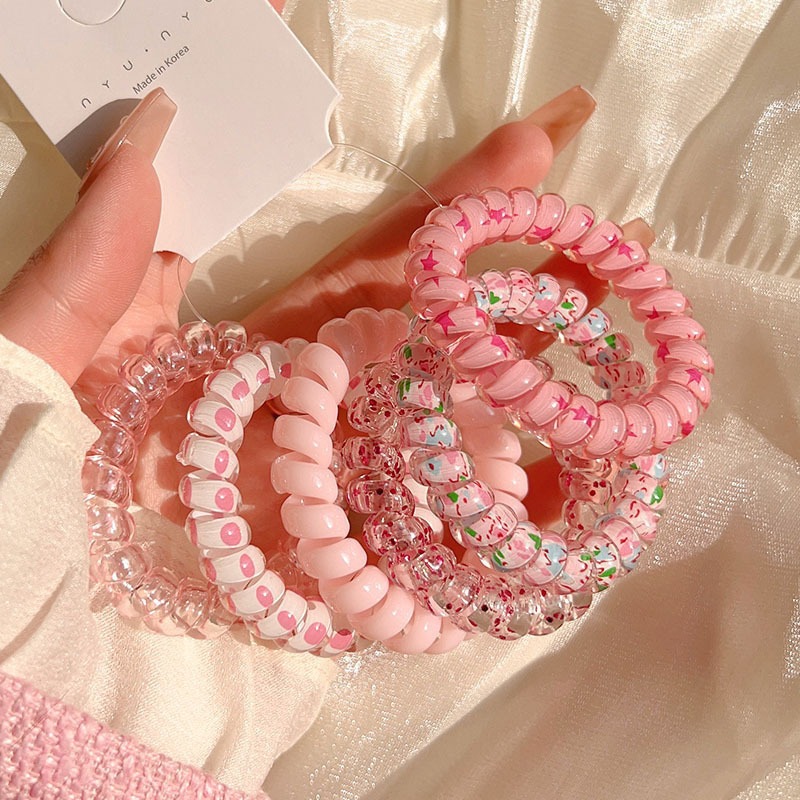 Set 6 Dây Cột Tóc Lò Xo Nhiều Màu – Thun Buộc Tóc Xoắn Ốc Phụ Kiện Tóc Cho Nữ
