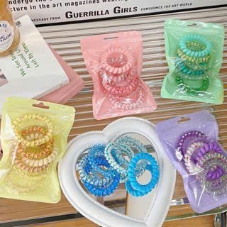 Set 6 Dây Cột Tóc Lò Xo Nhiều Màu – Thun Buộc Tóc Xoắn Ốc Phụ Kiện Tóc Cho Nữ