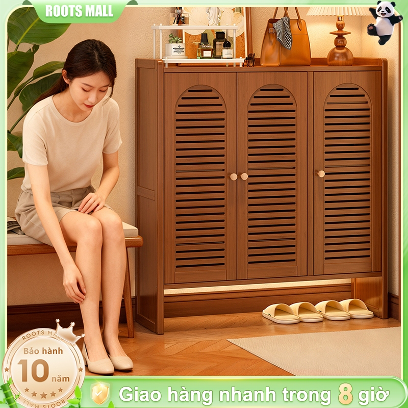 Tủ Giày 2/3/4 Cánh  Gỗ Tre Có Cửa Louver Thông Thoáng  Kế Giày Kế Sang Trọng Chắc chắn