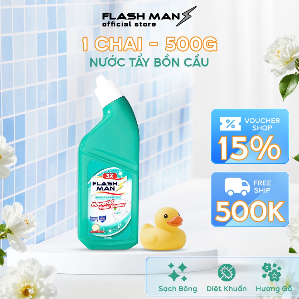 Nước Tẩy Bồn Cầu Flashman 500G Hỗ Trợ Diệt Khuẩn Khử Mùi - Hình Ảnh Thực Tế