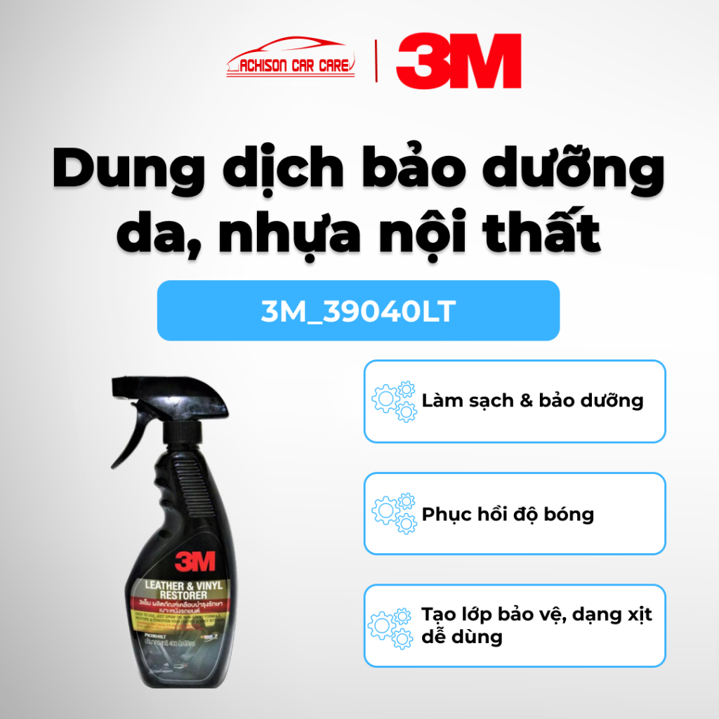 3M-39040LT DUNG DỊCH BẢO DƯỠNG DA NHỰA NỘI THẤT 400ML LÀM SẠCH DƯỠNG BÓNG BẢO VỆ BỀ MẶT