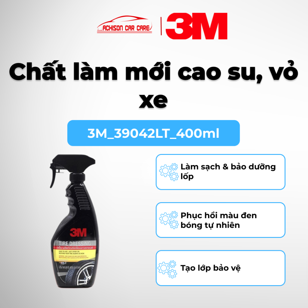 3M-39042LT CHẤT LÀM MỚI CAO SU VỎ XE 400ML LÀM BÓNG PHỤC HỒI BẢO VỆ BỀ MẶT