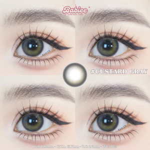 Lens mắt Custard Gray màu xám viền loang tự nhiên - size vừa, thương hiệu Babiee, hsd 12 tháng