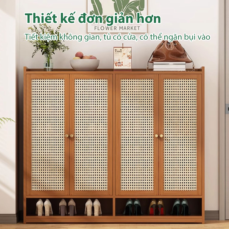 Tủ Giày Gỗ kệ đựng giày tủ giày thoáng khí Tự Nhiên 2/3/4 Cánh Tủ Để Giày Phòng KháchHành Lang Thiết