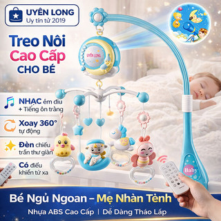 Treo Nôi Cũi Uyên Long Cho Bé Có Nhạc, Xoay 360°, Điều Khiển Từ Xa, Đèn Chiếu – Giúp Bé Ngủ Ngon