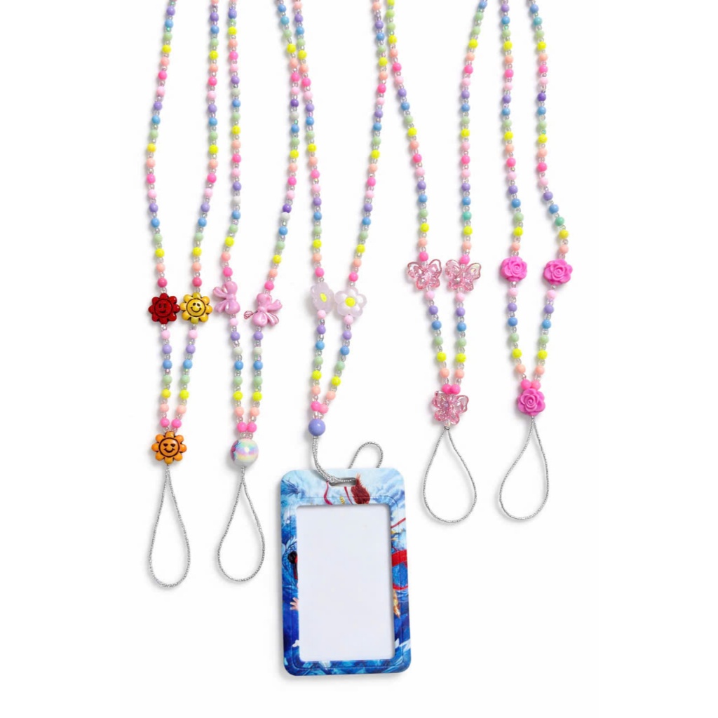 Dây đeo thẻ handmade hạt pastel dễ thương, dây đeo bảng tên học sinh sinh viên, dây giữ thẻ cute