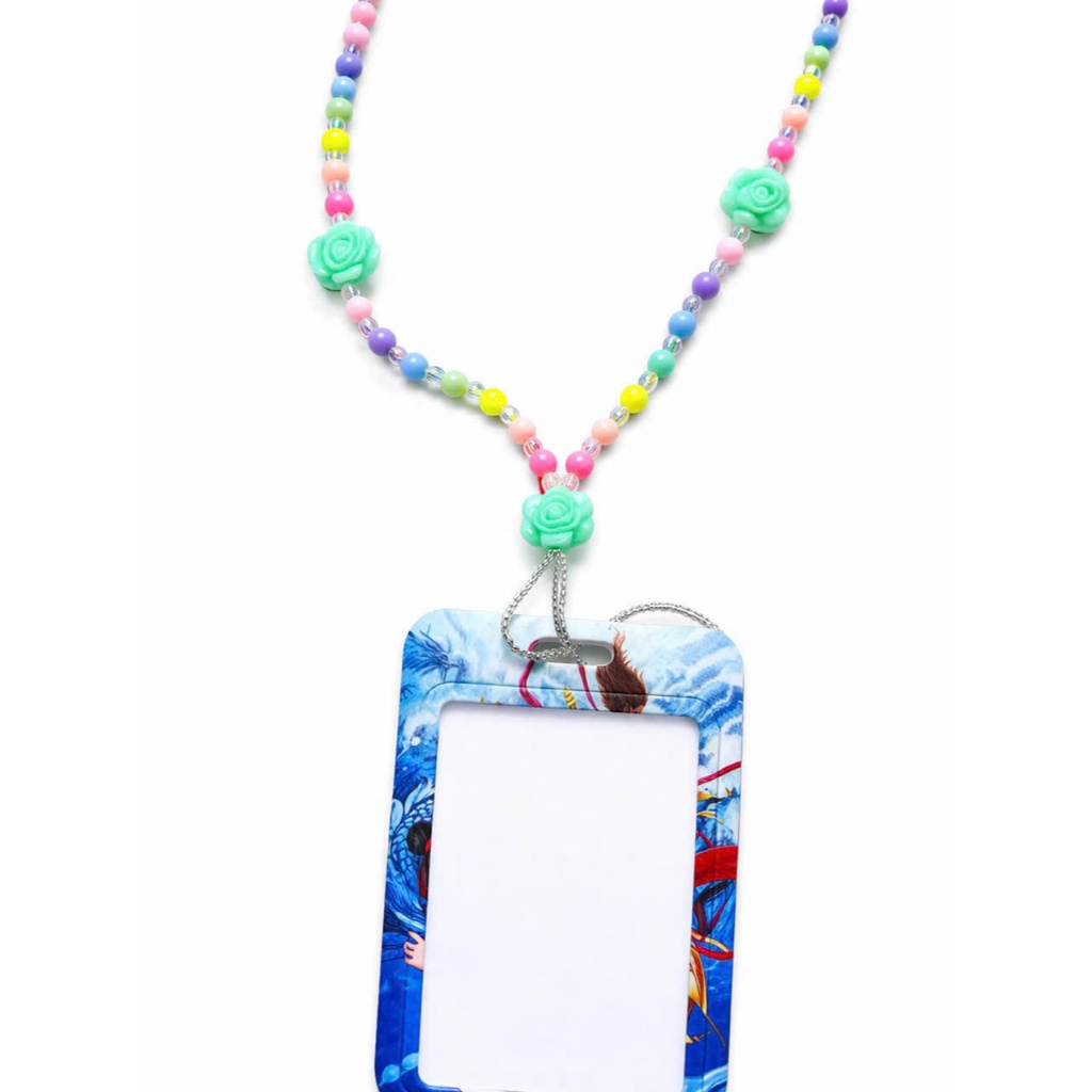 Dây đeo thẻ handmade hạt pastel dễ thương, dây đeo bảng tên học sinh sinh viên, dây giữ thẻ cute
