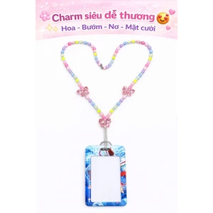 Dây đeo thẻ handmade hạt pastel dễ thương, dây đeo bảng tên học sinh sinh viên, dây giữ thẻ cute