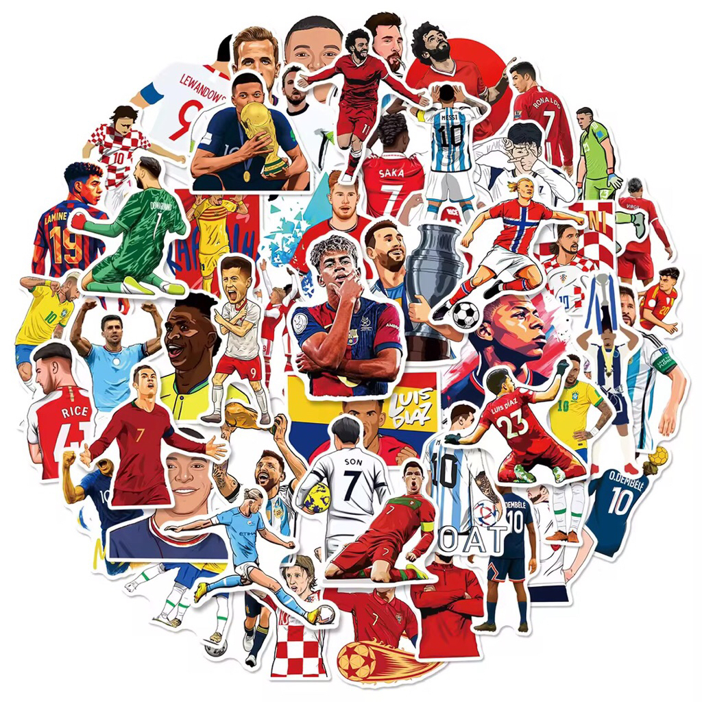 100 sticker cầu thủ bóng đá phù hợp trang trí chuẩn bị world cup 2026 chống nước tốt