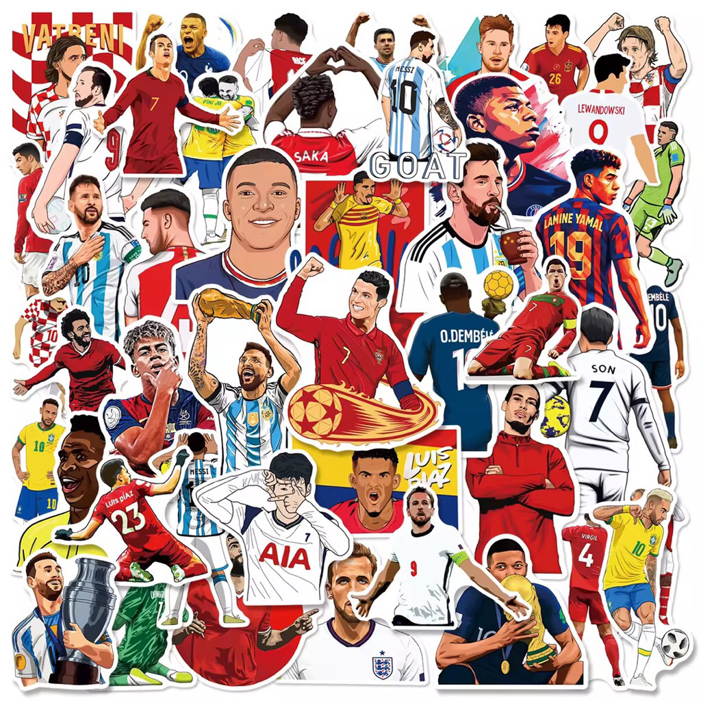 100 sticker cầu thủ bóng đá phù hợp trang trí chuẩn bị world cup 2026 chống nước tốt