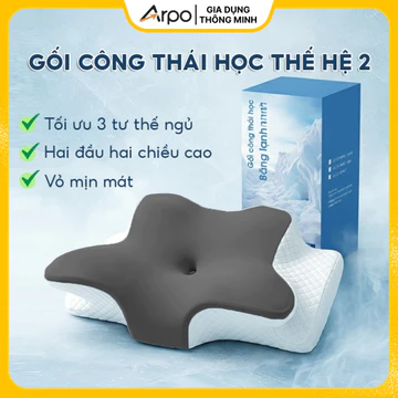 Gối công thái học Arpo, Gối ngủ Chống đau mỏi cổ vai gáy thiết kế cánh bướm cho mọi tư thế ngủ