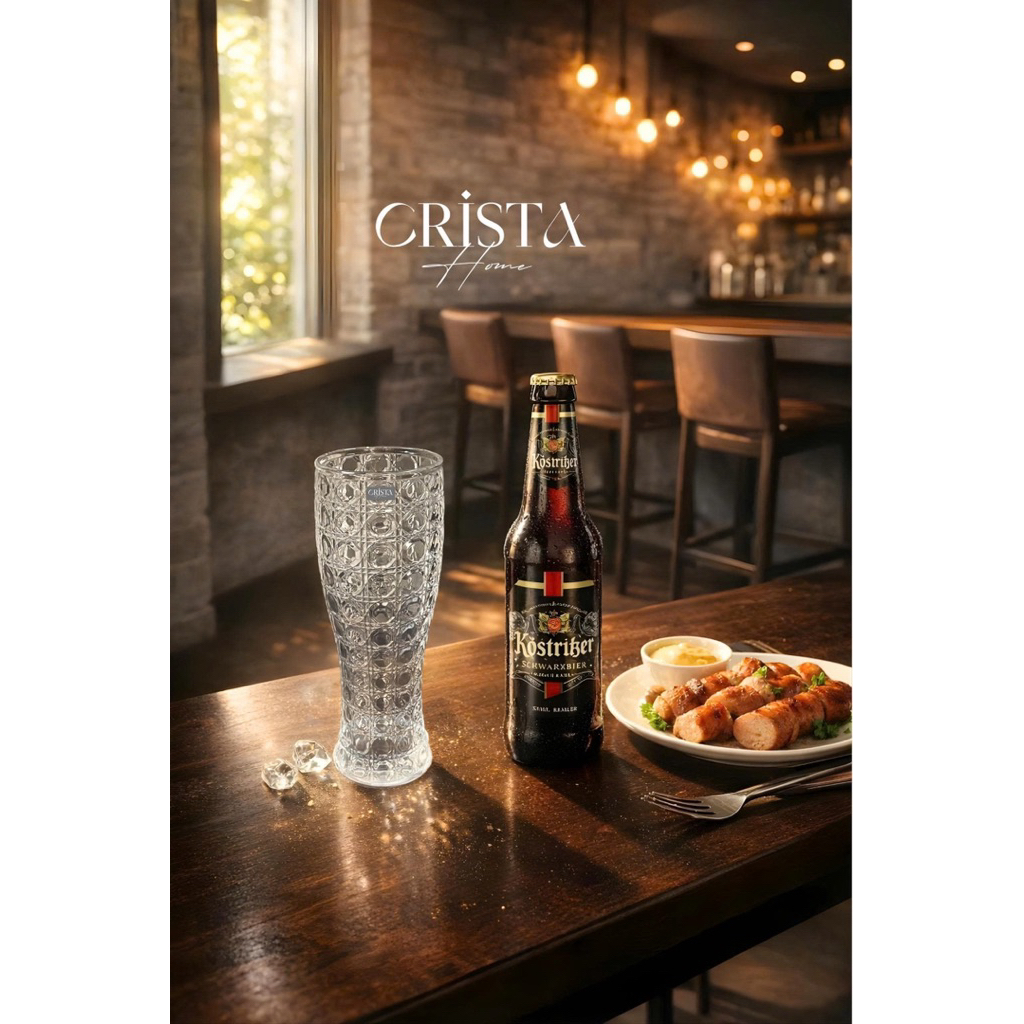 Bộ 6 Ly Bia Thủy Tinh Vân Pha Lê 440ml Crista Home 60245 – Ly Bia Cao Cấp, Giữ Bọt Tốt, Có 2 Màu Mix & Trắng