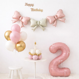 Set Bóng Bay Sinh Nhật Kèm Trụ Tone Hồng Xanh – Combo Decor Trang Trí Thôi Nôi, Đầy Tháng, TiệcParty