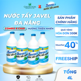 Combo 4 Chai Nước Tẩy Đa Năng ZONROX JAVEL 6in1 1L - Đánh Bay Vết Bẩn Khử Mùi Hiệu Quả