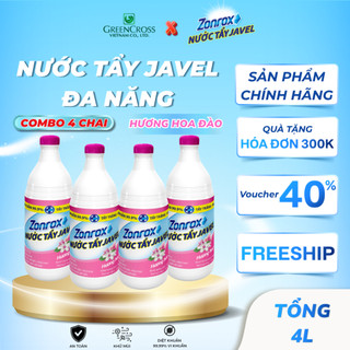 Combo 4 Chai Nước Tẩy Đa Năng ZONROX JAVEL 6in1 1L - Đánh Bay Vết Bẩn Khử Mùi Hiệu Quả