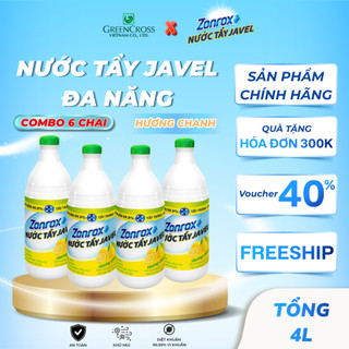 Combo 4 Chai Nước Tẩy Đa Năng ZONROX JAVEL 6in1 1L - Đánh Bay Vết Bẩn Khử Mùi Hiệu Quả