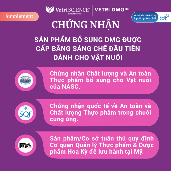 (SUPPLEMENT) DUNG DỊCH HỖ TRỢ MIỄN DỊCH&TĂNG SỨC BỀN CHO THÚ CƯNG VETRI DMG 30ML