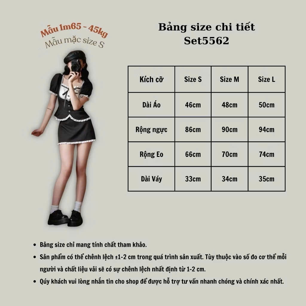 Set Áo Sơ Mi Cộc Tay Phối Chân Váy Viền Bèo – Set Đồ Nữ Thanh Lịch Dễ Thương Hàn Quốc Joolate