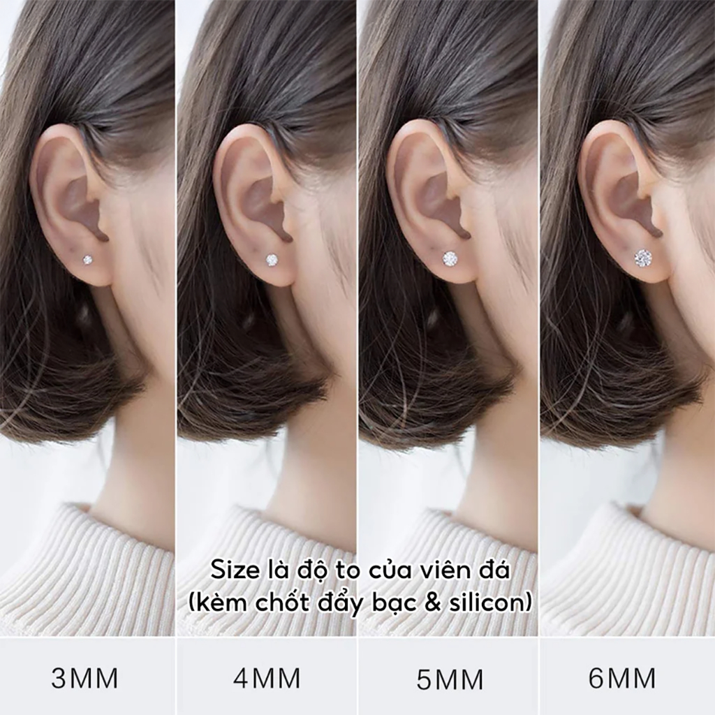 Khuyên tai bạc nữ TLEE nụ đá lấp lánh cao cấp TLEE JEWELRY B0206
