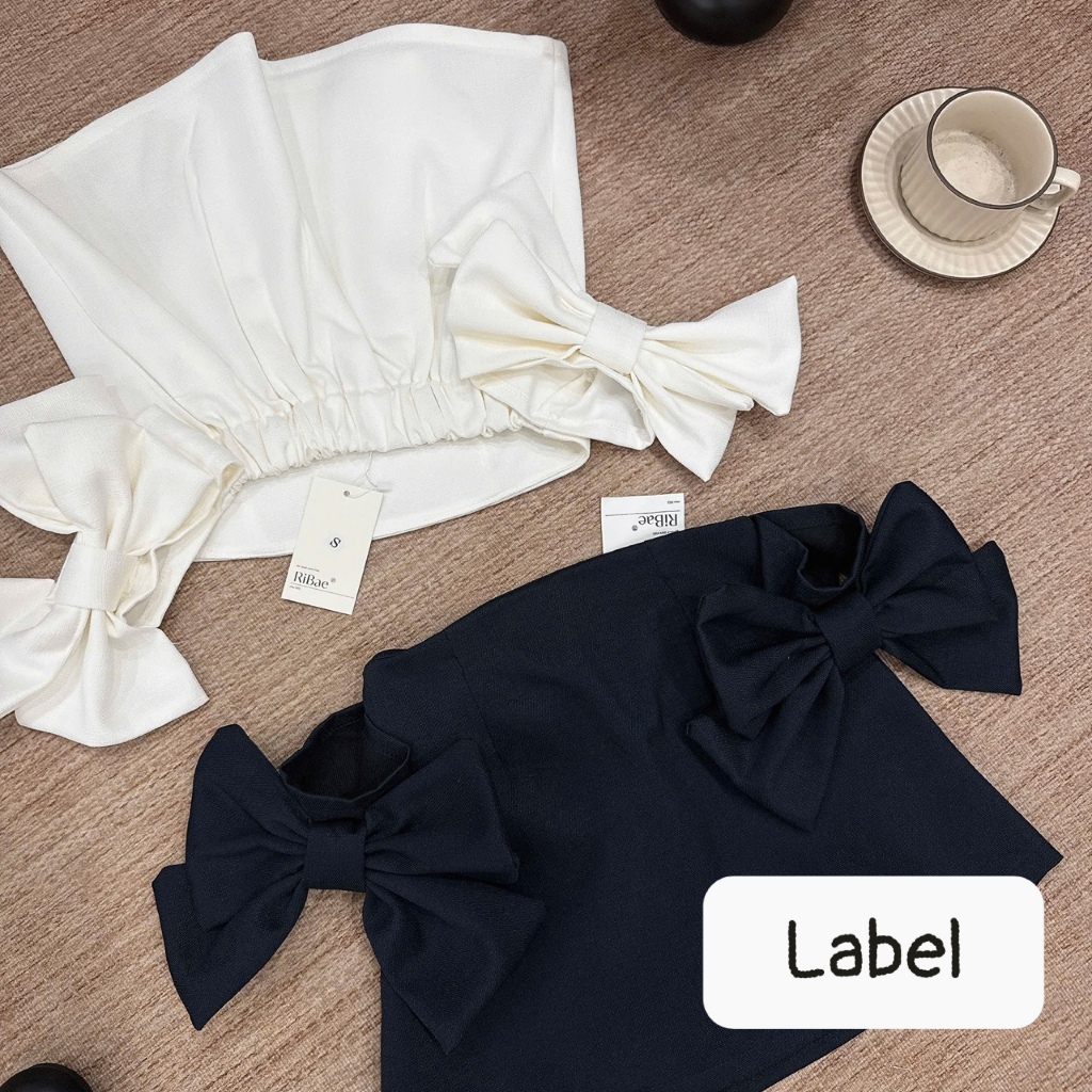 Áo quây lưng thun phối tay nơ siêu điệu đà, áo dạ tex cúp ngực quyến rũ LABEL A93