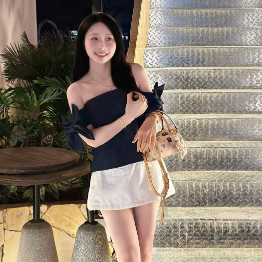 Áo quây lưng thun phối tay nơ siêu điệu đà, áo dạ tex cúp ngực quyến rũ LABEL A93