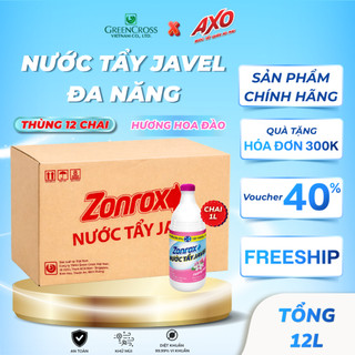 Thùng 12 Chai Nước Tẩy ZONROX JAVEL 6in1 1L - Làm Sạch Mạnh Khử Mùi Hôi Tiết Kiệm Giá Tốt