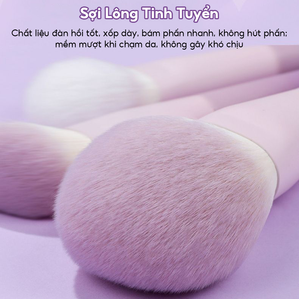 Bộ Cọ Trang Điểm 10 Cây Chuyên Makeup Cá Nhân Kèm Bao Da, Cốc Lông Siêu Mềm