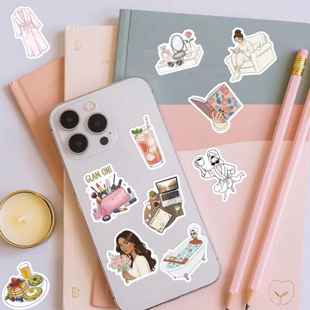 100 sticker cô gái năng động với những hoạt động hàng ngày phong cách vintage
