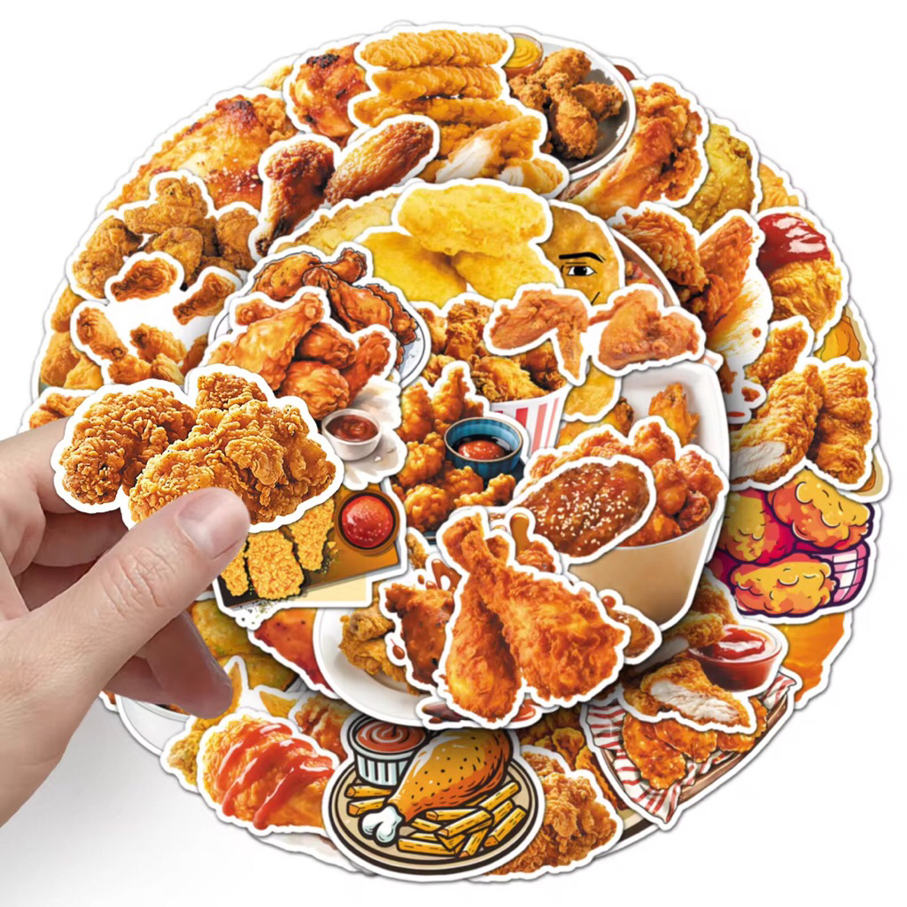 100 sticker các mẫu gà rán đồ ăn nhanh siêu ngon miệng chống nước tốt.