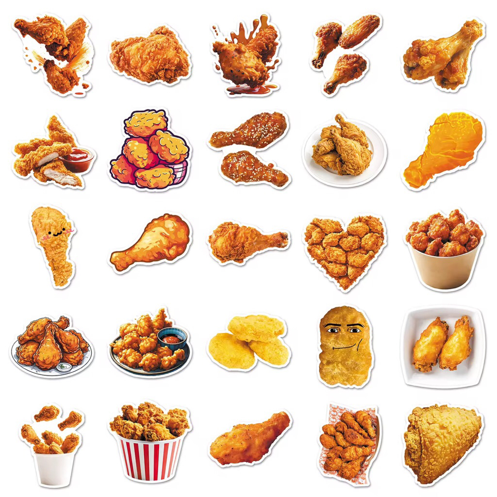 100 sticker các mẫu gà rán đồ ăn nhanh siêu ngon miệng chống nước tốt.