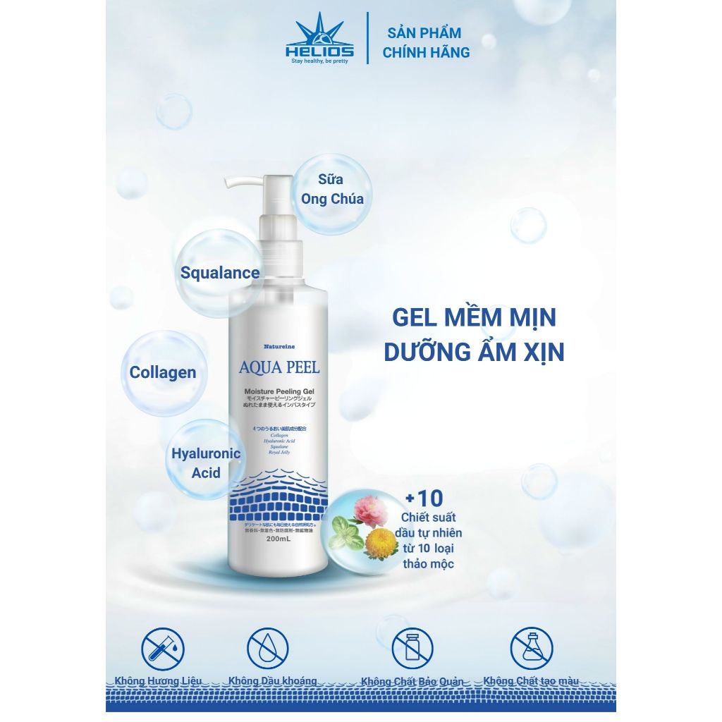 Gel tẩy tế bào chết sạch sâu, cấp ẩm dịu nhẹ Nhật Bản 200ml Natureine Aqua Peel phù hợp mọi loại da
