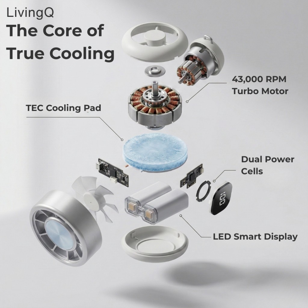Quạt Cầm Tay Mini S19, Turbo 4 Cấp Độ,Màn Hình LED,Lạnh 1 Giây,Không Ồn Dùng Du Lịch Đi Làm Gia Đình