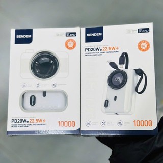 [CÓ 3C] Pin dự phòng mini SENDEM 3C-D777 10000nah 2 cáp sạc nhanh typeC 22.5W & laining 20W - LCD %