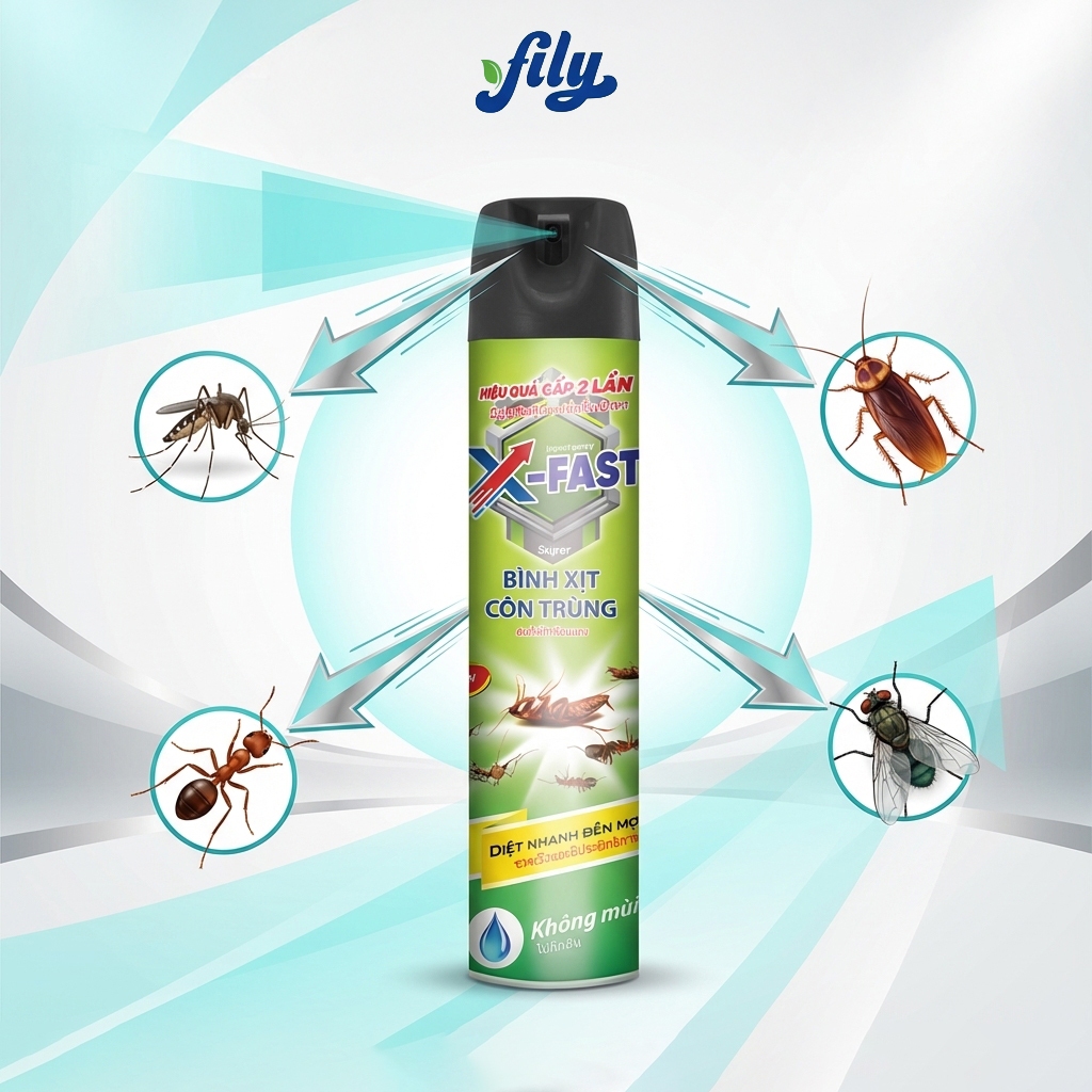 Bình Xịt Ruồi Muỗi Kiến Gián Côn Trùng 600ml X-Fast Nước Diệt Côn Trùng Trong Nhà Đa Năng