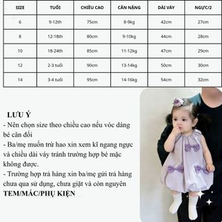 Váy bé gái 9th-4 tuổi dáng bí màu tím 3 nơ dễ thương thời trang trẻ em mùa hè D1284